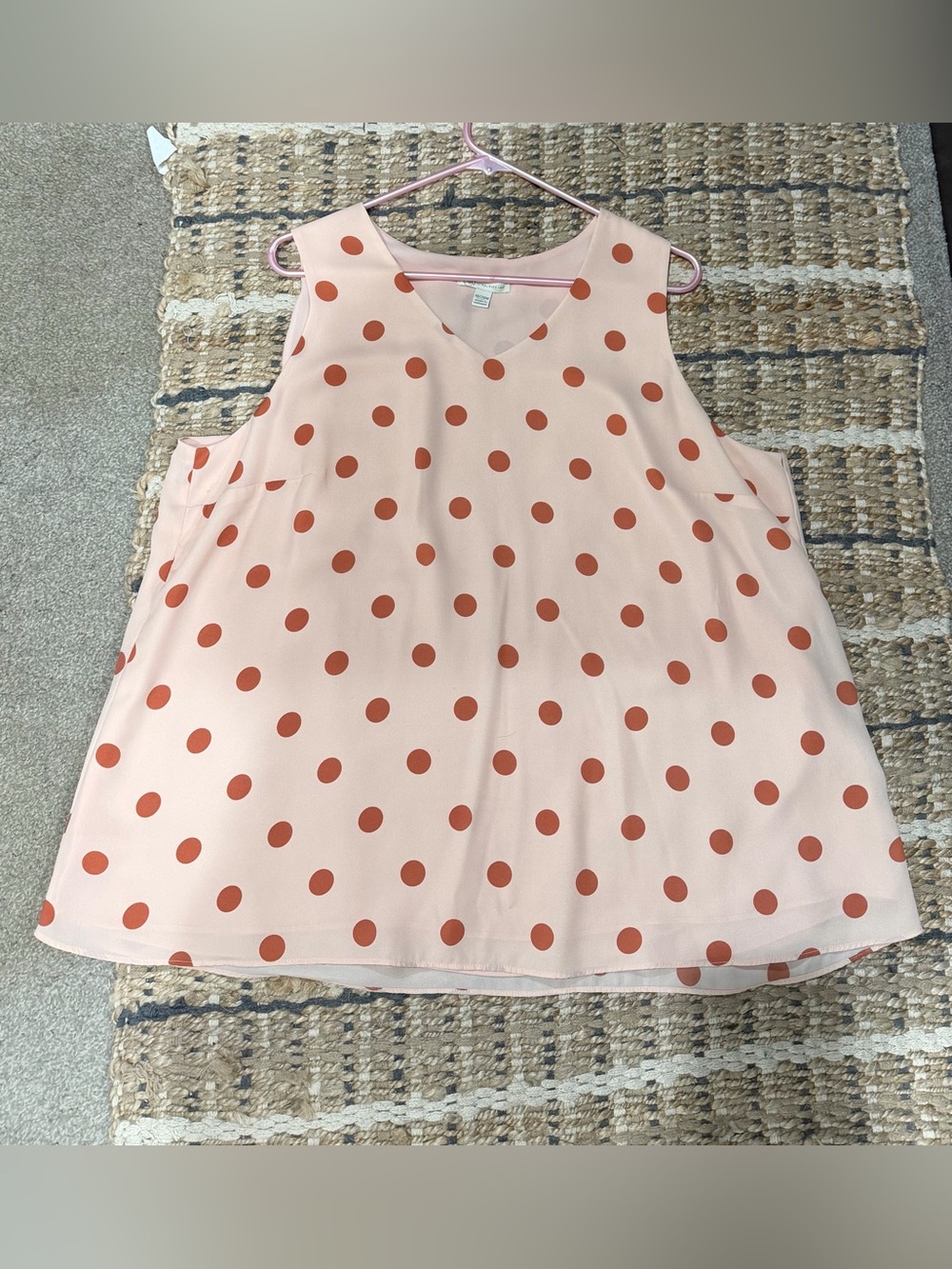 Cato Peach Polka Dot V-Neck Tank Top